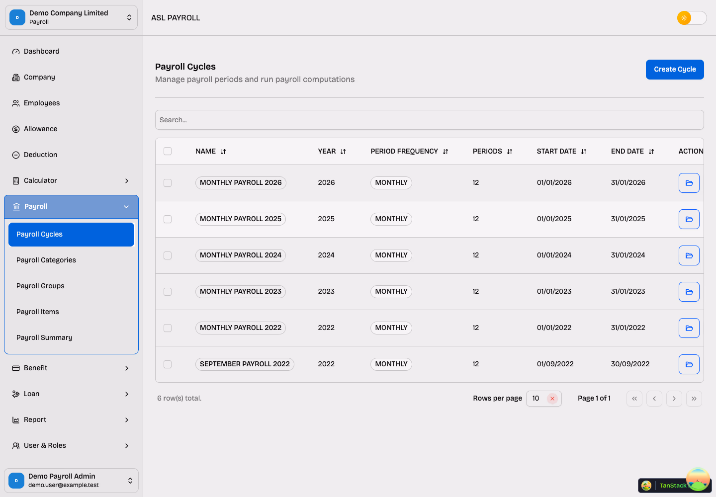 Payroll engine with formulas & tax tables